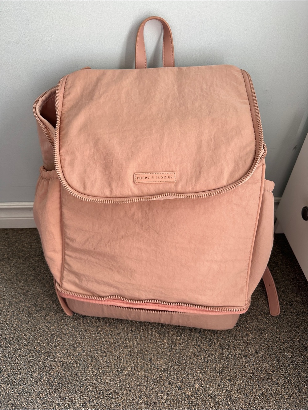 Poppy & Peonies Blush Pink Convertible Backpack Tote